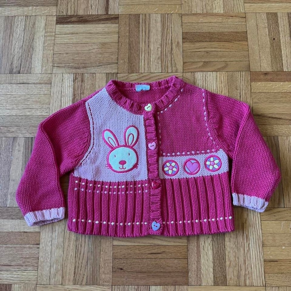vintage girls bunny knit cardigan by cherokee great for easter